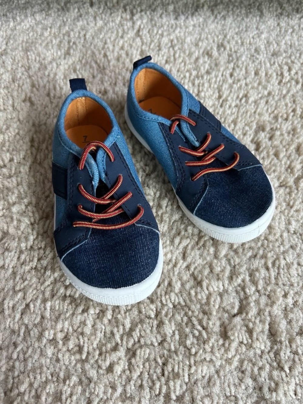 Carter's Navy and Light Blue Kids Sneakers with Orange Accents stock (23)